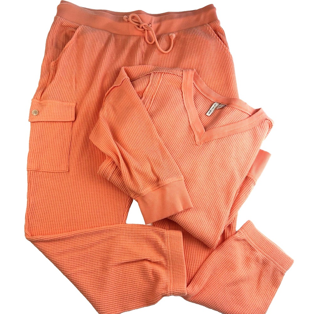 2pc Live Well Lifestyle Athleisure Wear comfy waffle knit lounge wear size L‎